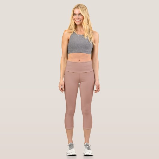 Leggings Capri Rosy Brown uni couleur plaine (Recto)