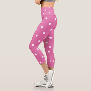 Leggings Capri Rosy Rose avec points blancs