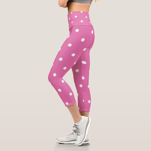 Leggings Capri Rosy Rose avec points blancs (Gauche)