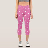 Leggings Capri Rosy Rose avec points blancs (Recto)