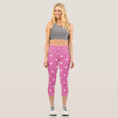 Leggings Capri Rosy Rose avec points blancs (Recto)