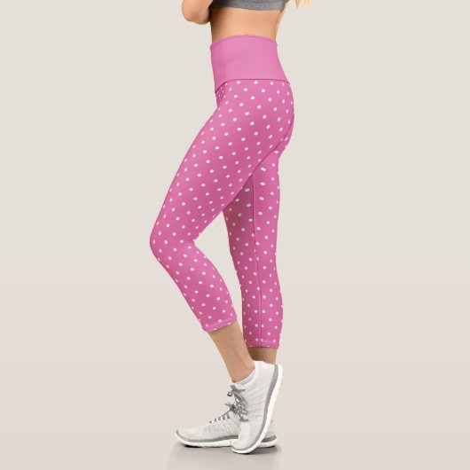 Leggings Capri Rosy Rose avec points blancs (Gauche)