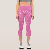 Leggings Capri Rosy Rose avec points blancs (Recto)