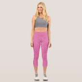 Leggings Capri Rosy Rose avec points blancs (Recto)