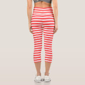 Leggings Capri Rosy Rouge et blanc Simple Horizontal strié (Verso)