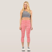 Leggings Capri Rosy Rouge et blanc Simple Horizontal strié (Recto)