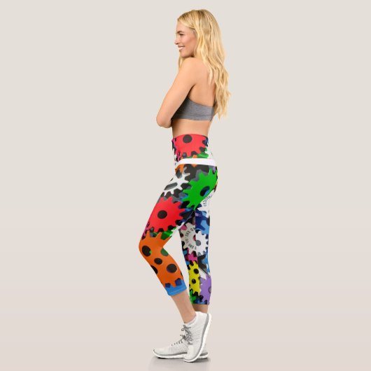 Leggings Capri roues dentées colorées Conception (Gauche)