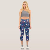 Leggings Capri Rouge Blanc Bleu Feu d'artifice Patriotique Pickle (Recto)