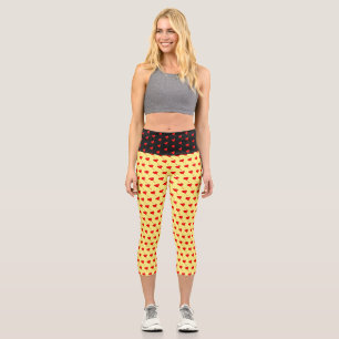 Leggings Capri Rouge Coeur Fun Balloon Motif Jaune Chic