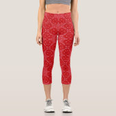 Leggings Capri Rouge et blanc floral élégant (Recto)