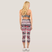 Leggings Capri Rouge Ethnique Aztèque (Verso)