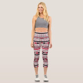 Leggings Capri Rouge Ethnique Aztèque (Recto)