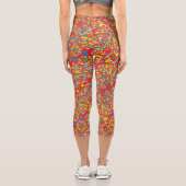 Leggings Capri rouge griffonner l'art abstrait. sari comme les co (Verso)