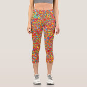Leggings Capri rouge griffonner l'art abstrait. sari comme les co (Recto)
