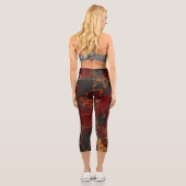 Leggings Capri Rouge, gris et orange Abstrait (Verso)
