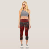 Leggings Capri Rouge, gris et orange Abstrait (Recto)
