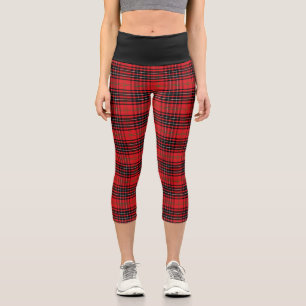 Leggings Capri Rouge noir écossais Tartan chic Motif élégant