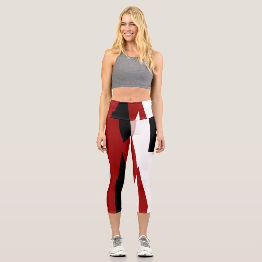 Leggings Capri Rouge Noir et Blanc (Recto)
