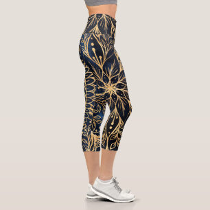 Leggings Capri Rouge Poinsettia Fleur Mandala