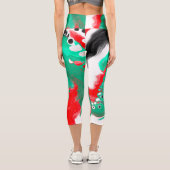 Leggings Capri Rouge, vert, noir et Marbre blanc Fluid Art (Verso)