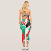 Leggings Capri Rouge, vert, noir et Marbre blanc Fluid Art (Verso)
