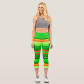Leggings Capri Rouge vert rayé Noël (Recto)
