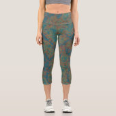 Leggings Capri Rouille de turquoise abstraite (Recto)