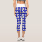 Leggings Capri Royal Blue Capris avec des orchidées blanches (Verso)