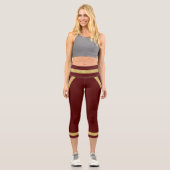 Leggings Capri Royal Burgundy Gold Heart Stripes (Recto)