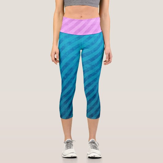 Leggings Capri Ruban rose et bleu électrique industriel (Recto)