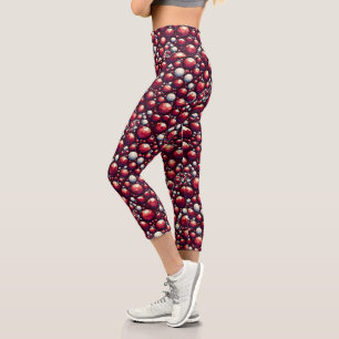 Leggings Capri Rubies rouges Argent & Gemmes Diamants