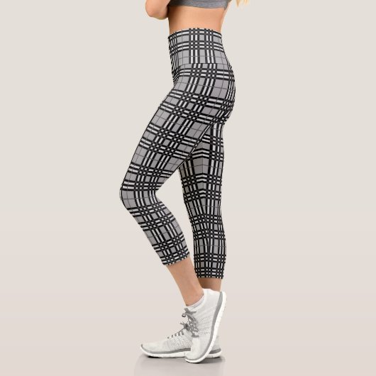 Leggings Capri Russe Active Porter Gris & Noir Plaid (Gauche)