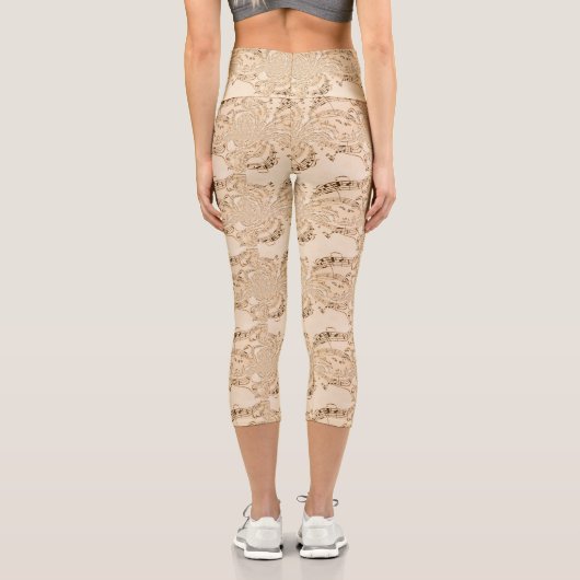 Leggings Capri Rustic Antique Musical Notes (Verso)