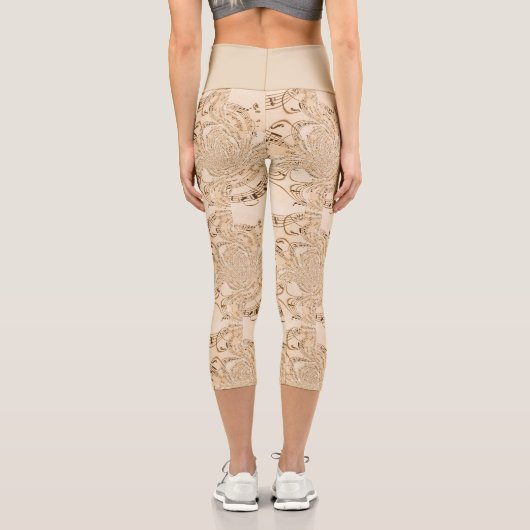 Leggings Capri Rustic Antique Musical Notes (Verso)