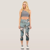 Leggings Capri Rustique vieux bleu clair vert peint bois (Recto)