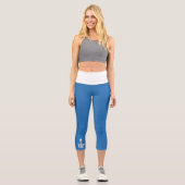 Leggings Capri Sable blanc haut sur Ocean Blue (Recto)