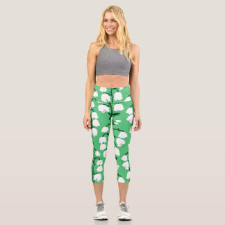 Leggings Capri Sac à Tote Fleur de Mai de Couleur Émeraude