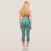 Leggings Capri Safari sauvage vert et Empreinte de léopard Turquo (Verso)