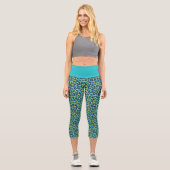 Leggings Capri Safari sauvage vert et Empreinte de léopard Turquo (Recto)