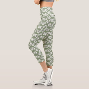 Leggings Capri Sage géométrique en latte moderne Vert Jade & Bl