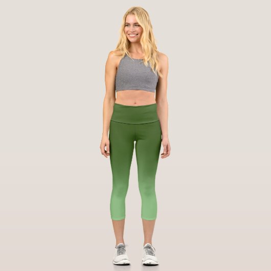 Leggings Capri Sage moderne et vert de forêt Ombre (Recto)