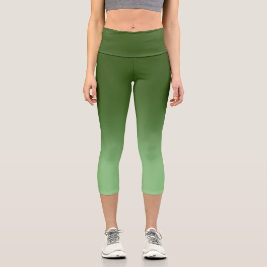 Leggings Capri Sage moderne et vert de forêt Ombre (Recto)