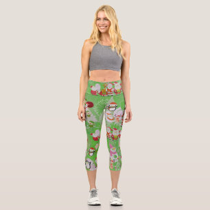 Leggings Capri Santa Magical Green New Year