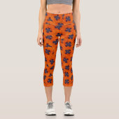 Leggings Capri Scarlet Orange Poppy Motif sans joint (Recto)