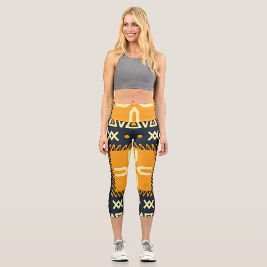 Leggings Capri Schawl Design : Carré indien Batik. (Recto)