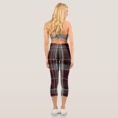 Leggings Capri Scotland Tartan Burgundy Grey Plaid Celtic (Verso)