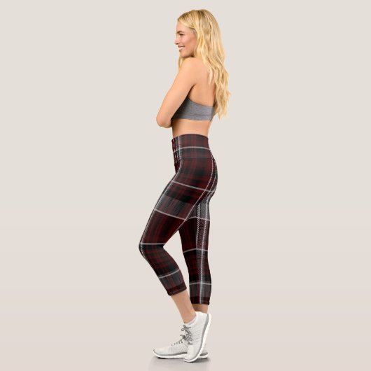 Leggings Capri Scotland Tartan Burgundy Grey Plaid Celtic (Gauche)
