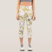 Leggings Capri Scribbles Abstraits - moutarde et Brown (Recto)