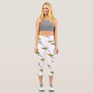 Leggings Capri Sculpture de grenouille aux couleurs de l'arc-en-c