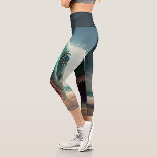 Leggings Capri Sculpture de requin sur la plage
